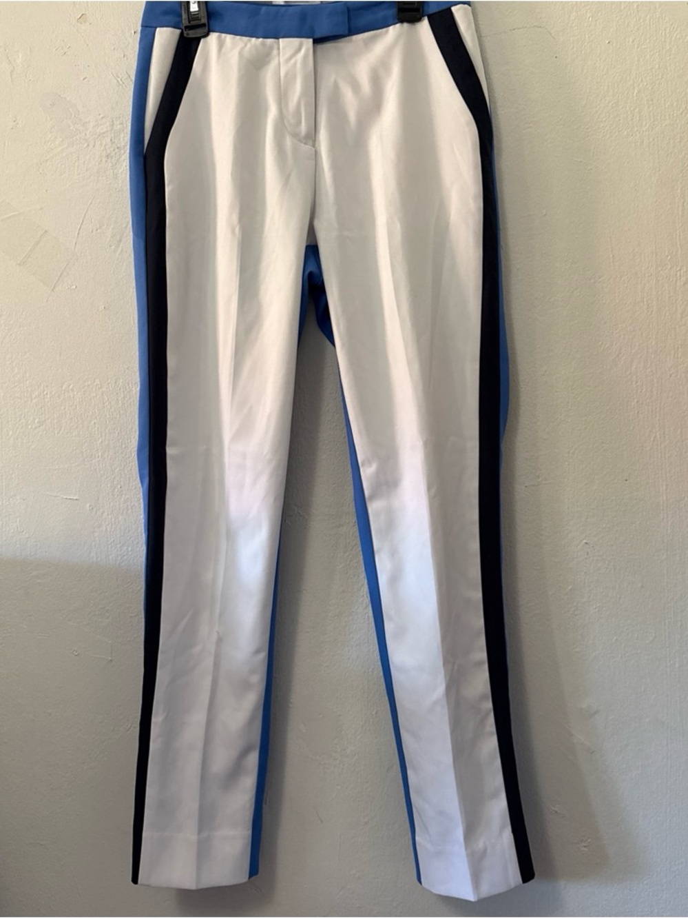 $189 G/Fore Color Block Trouser Golf Pants Womens Size 0 White/Blue